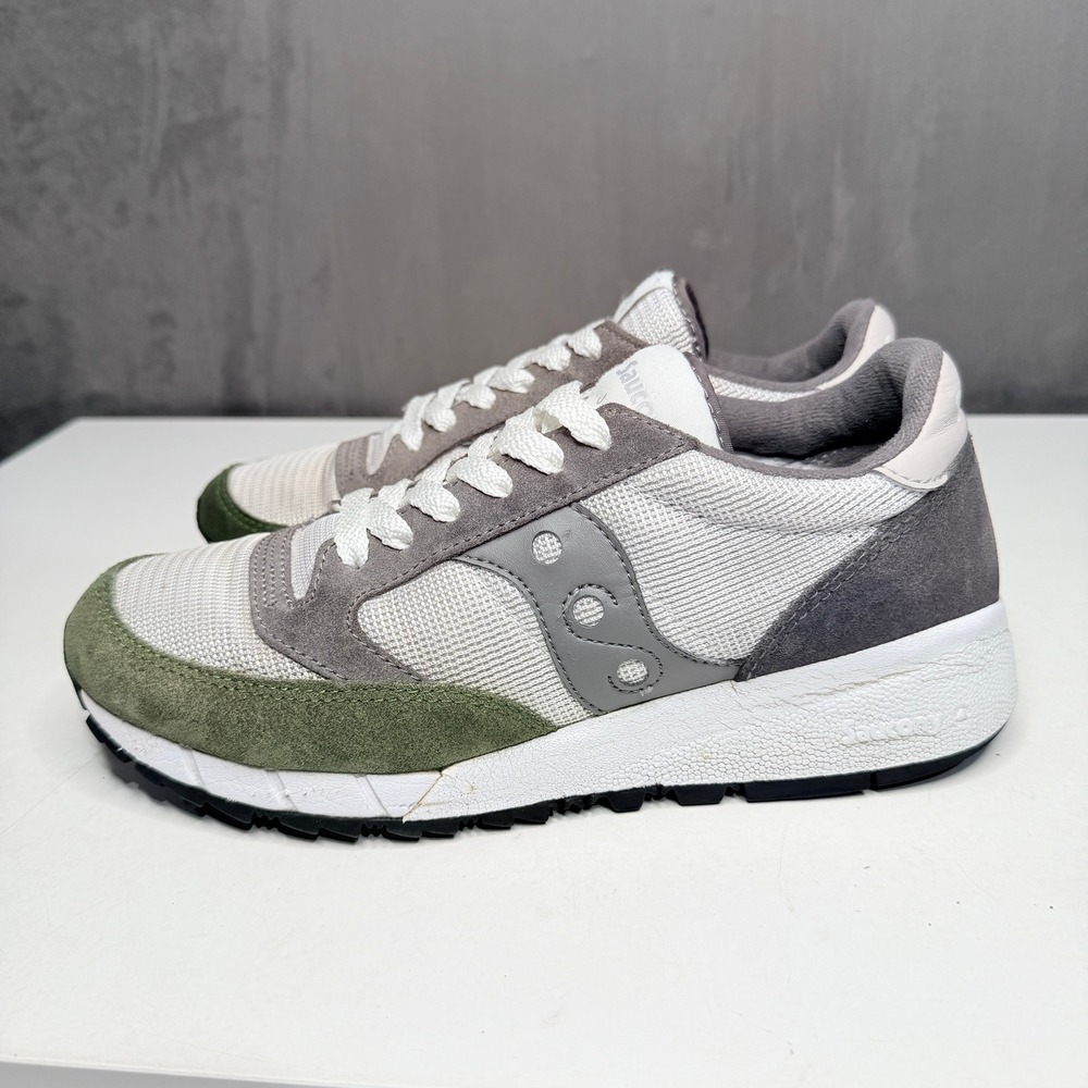 Saucony Jazz Sneakers Women 9 Grey Green Retro Suede Mesh Running Shoes - Picture 3 of 9